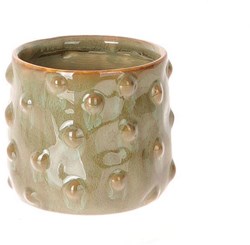 HBX natural living vaso da fiori ceramica verde oliva 11,5x11cm decorazione