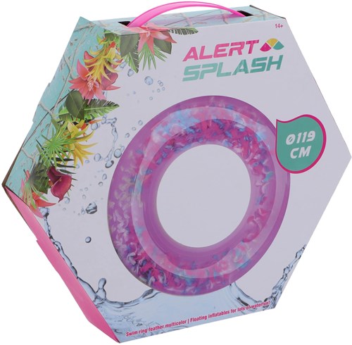 Alert Ciambella Splash con piume - Multicolore - 119 cm - Gonfiabile piscina