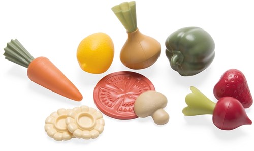 Dantoy Green Garden set giocattolo frutta e verdura - 10 pezzi - gioco di ruolo sostenibile