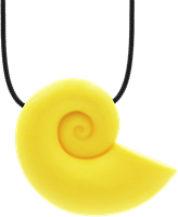 ARK Therapeutic collana da mordere conchiglia gialla giocattolo sensoriale Schelpvormige kauwketting die dikker wordt naar buiten toe, voor uiteenlopende kauwbehoeften.