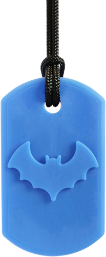 ARK Therapeutic collana da mordere gioiello sensoriale per bambini - extra resistente Kauwketting met vleermuismotief voor stevige kauwers die sensorische steun zoeken.