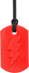 ARK Therapeutic collana da masticare giocattolo rossa per bambini e adulti Kauwketting met bliksemschichtmotief, geschikt om met de voortanden op te kauwen.