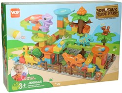 Lobbes set di costruzione pista per biglie dinosauro - blocchi colorati giocattolo