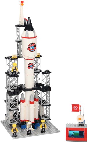Set costruzioni stazione lancio razzi mattoncini giocattolo spazio 309pz-2