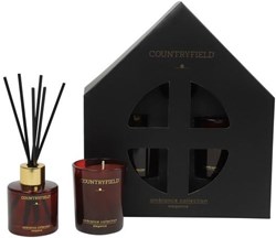 Countryfield candela profumata regalo decorazione box vetro marrone