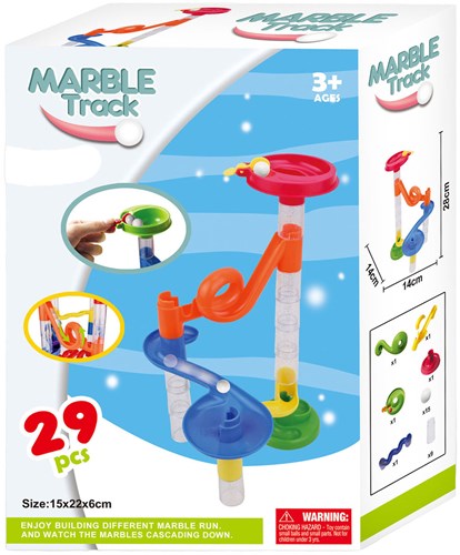 Lobbes pista per biglie giocattolo colorato 29 pezzi costruzione creativa
