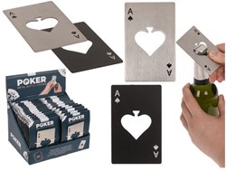 Apribottiglie carta da gioco nero-argento acciaio inox gadget poker