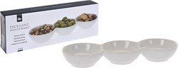 Excellent Houseware vassoio snack porcellana 3 scomparti 24x8x3cm