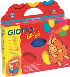 Gioto Be-Bè Box -Case: 3 X 100 Ml Finger Finger Paint Pot Red/Yellow/Cyan + Animal Shaped Sponge And Apron