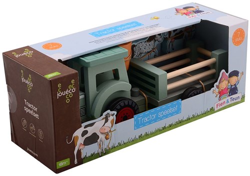 Johntoy trattore in legno giocattolo fattoria con accessori Fien & Teun-3