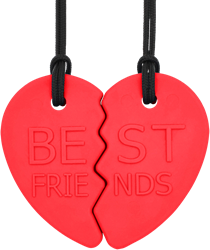 ARK Therapeutic collana da masticare cuore dell'amicizia rosso - set per bambini Set van 2 halve-hartkauwkettingen om samen met een vriend(in) te dragen.