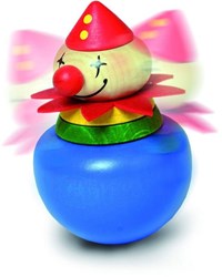 nic clown dondolo in legno blu - giocattolo educativo per bambini