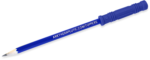 ARK Therapeutic topper da masticare per matita giocattolo sensoriale blu scuro Getextureerde kauwbare potloodtopper die pen- of potloodkauwen vervangt, voor kinderen en volwassenen.