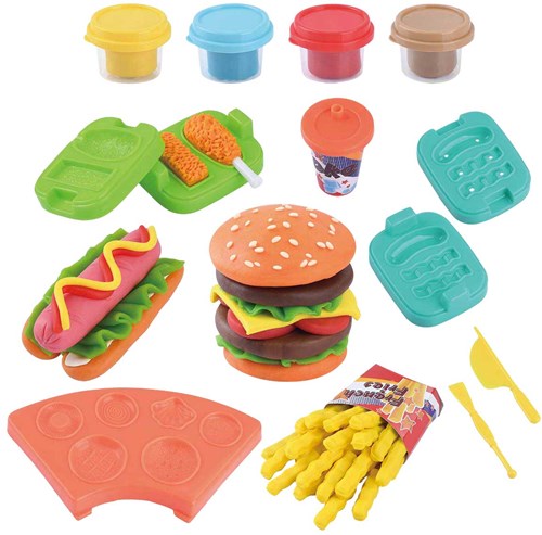 Playgo set pasta modellabile hamburger - vasetti creativi fast food-2