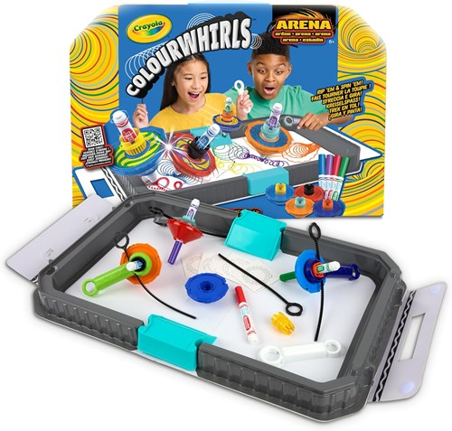 Crayola set creativa ColourWhirls Arena con 4 trottole e pennarelli
