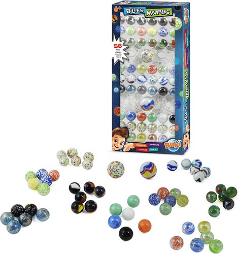 Buki biglie - scatola di biglie modello piccolo con 56 biglie di vetro-2
