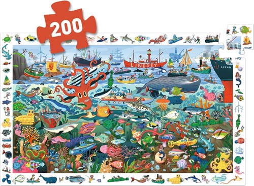 Djeco puzzle - puzzle di osservazione Les secrets de la mer 200 pezzi FSC-2