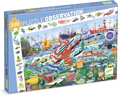 Djeco puzzle - puzzle di osservazione Les secrets de la mer 200 pezzi FSC