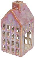 Countryfield casetta portacandela rossa vetro decorazione 7,8x7,8x16cm atmosfera