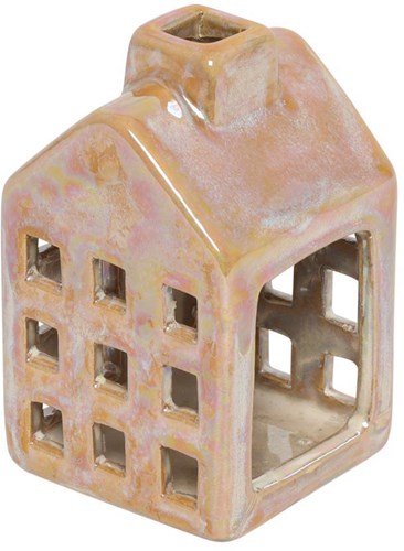 Countryfield portacandele casetta gialla ceramica decorazione 10 cm