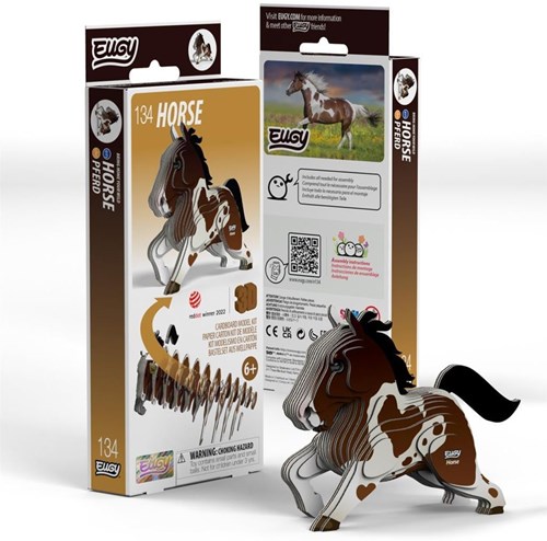 Eugy puzzle 3D cavallo - kit creativo animale in cartone colorato-2