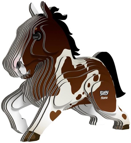 Eugy puzzle 3D cavallo - kit creativo animale in cartone colorato
