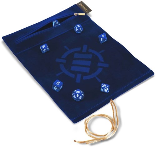 Enhance Gaming set di dadi e custodia blu Roll on a Scroll