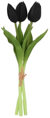 Countryfield bouquet di tulipani artificiali nero decorazione H29cm 3 steli