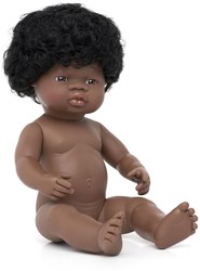 Miniland bambola bambina africana 38cm - bambola realistica giocattolo