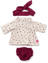 Miniland set abbigliamento bambola bambina 38cm bordeaux tessuto