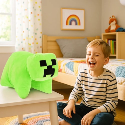 OttoSimon cuscino peluche Minecraft 2-in-1 45x28cm verde decorazione-2