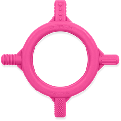ARK Therapeutic giocattolo dentizione baby Tetra-Bite rosa plastica rigida Kauwtool voor baby's en peuters om de mondmotoriek en sensorische ontwikkeling te stimuleren.