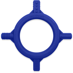 ARK Therapeutic giocattolo dentizione baby Tetra-Bite blu scuro plastica morbida Kauwtool voor baby's en peuters om de mondmotoriek en sensorische ontwikkeling te stimuleren.