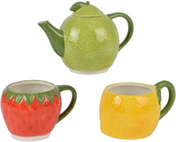 Decoris set da tè giocattolo frutta dolomite colorato servizio bambini