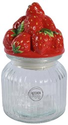 Decoris barattolo fragola vetro ceramica decorazione cucina 19cm