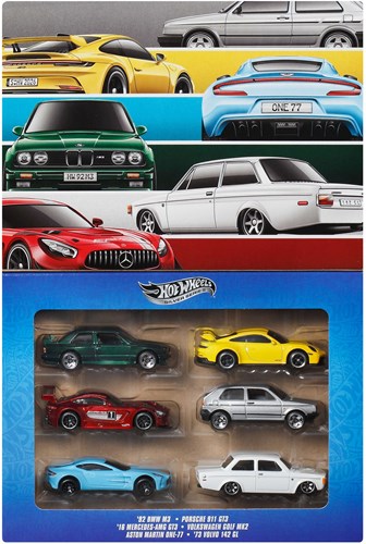 Hot Wheels auto giocattolo in metallo Euro Style multipack 6 pezzi