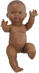 Paola Reina Gordi Bambola Neonata Amparo Marrone Scuro - 34 cm