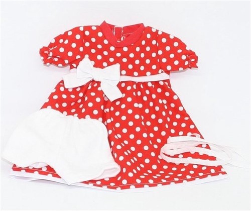 Paola Reina Set di abbigliamento per bambole Blanditas a pois rosso/bianco