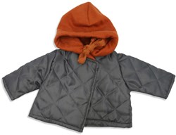 Asi abbigliamento per bambole cappotto caldo con cappuccio grigio scuro e ruggine