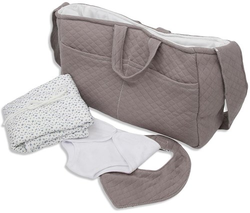 Asi borsa nursery bambola - stampa vintage grigia borsa giocattolo