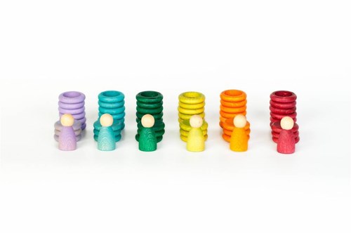 Grapat giocattoli in legno Nins, anelli & monete colori alternativi 60 pezzi-3