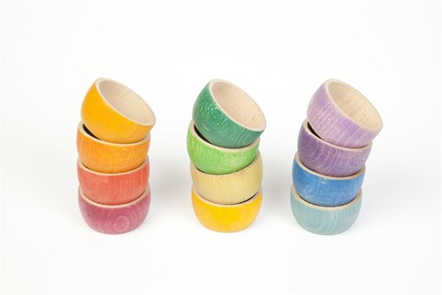 Grapat ciotole in legno colori arcobaleno - 12 pezzi