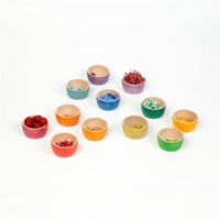 Grapat ciotole in legno colori arcobaleno - 12 pezzi-2