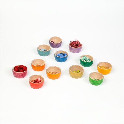 Grapat ciotole in legno colori arcobaleno - 12 pezzi-2