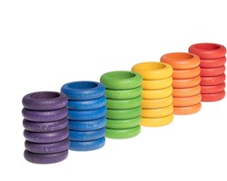 Grapat anelli in legno colori arcobaleno - 36 pezzi gioco educativo