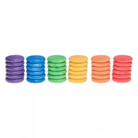 Grapat monete giocattolo in legno - 36 pezzi in 6 colori-2