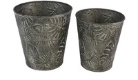 HBX natural living set vasi da fiori zinco grigio tondo decorazione 2 pezzi