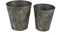 HBX natural living set vasi da fiori zinco grigio tondo decorazione 2 pezzi