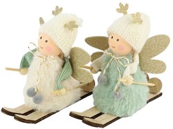 HBX Natural Living angelo di Natale decorazione tessuto verde 12,5x6x11,5cm