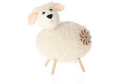HBX natural living pecora decorativa bianca su zampe in legno 7,5x5x6cm